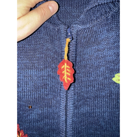 Vintage Tiara International Zip Sweater Embroidered Fall Autumn Sweater Sz L - Picture 4 of 8